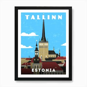 Tallinn, Estonia — Retro travel minimalist poster Art Print