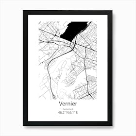 Vernier,Switzerland Minimalist Map Art Print