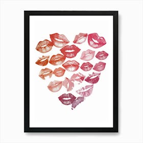 Kisses In Heart Art Print