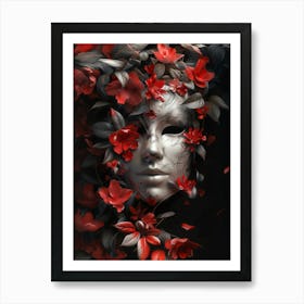 Mask With Flowers 2 Art Print