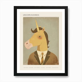 Unicorn In A Suit & Tie Mocha Muted Pastels 1 Poster Art Print
