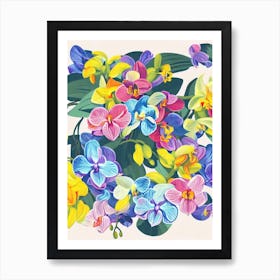 Orchids Modern Colourful Flower Art Print