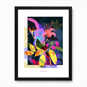 Honeysuckle 3 Neon Flower Collage Poster Art Print