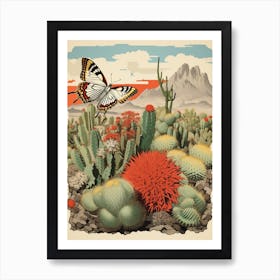 Butterfly With Desert Plants 1 Art Print