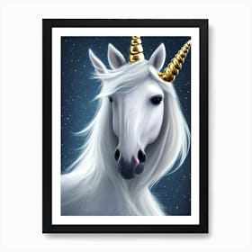 Unicorn With Golden Horns 1 Art Print