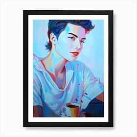 Young MAn With Cup Of Coffee Art Print