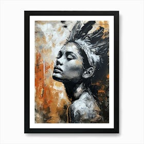 Native American Enchanted Reverie, Boho Art Style Art Print