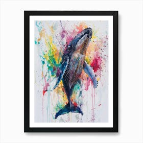 Humpback Whale Colourful Watercolour 4 Art Print