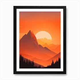 Misty Mountains Vertical Composition In Orange Tone 301 Art Print