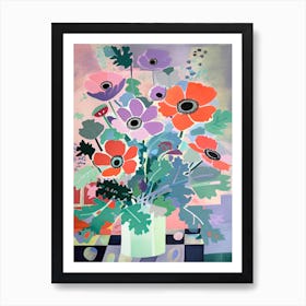 Anemone Flower Illustration 3 Art Print