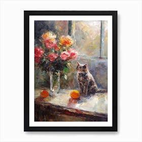Rose With A Cat 4 Art Print