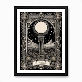 London, United Kingdom, Tarot Card Travel  Line Art 4 Art Print