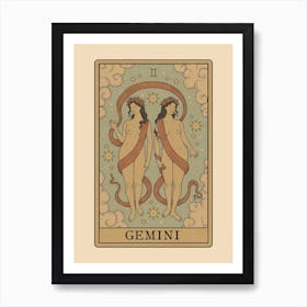 Gemini Tarot Zodiac Art Print