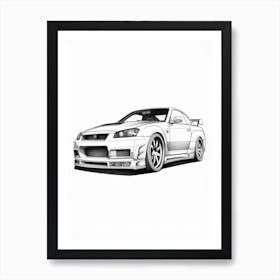 Nissan Gtr Line Drawing 2 Art Print