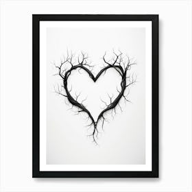 Minimalist Black Tree Branch Heart 1 Art Print