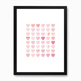 Pink Hearts Art Print