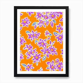 Lilac Floral Print Retro Pattern 2 Flower Art Print