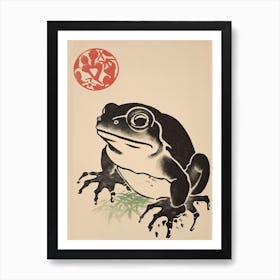 Frog Matsumoto Hoji Inspired Japanese Neutrals And Red 2 Art Print