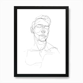 Portrait Of A Man Minimalist Line Art Monoline Illustration Art Print