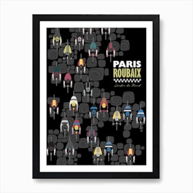 Paris Roubaix Cycling Poster Print Cycling Classics Art Print