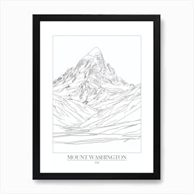 Mount Washington Usa Line Drawing 5 Poster Art Print