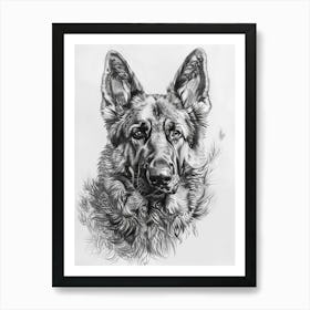 German Shepherd Line Sketch 2 Art Print