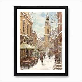 Vintage Winter Illustration Krakow Poland 2 Art Print