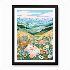 Summer Picnic With Flowers Art Print