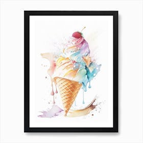 Ice Cream Dessert Storybook Watercolour 2 Flower Art Print
