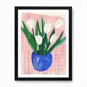 Tulips In A Blue Vase 2 Art Print