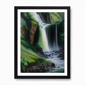 Fairy Glen Waterfall, United Kingdom Peaceful Oil Art  Art Print