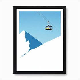 Davos, Switzerland Minimal Skiing Poster Art Print