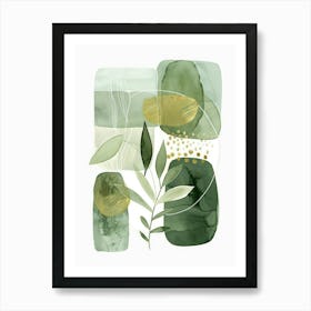 Sage and Gold Abstract Canvas Print Art Print