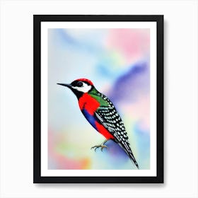 Woodpecker Watercolour Bird Art Print