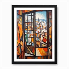 Window View Of Tokyo Of In The Style Of Cubism 2 Art Print