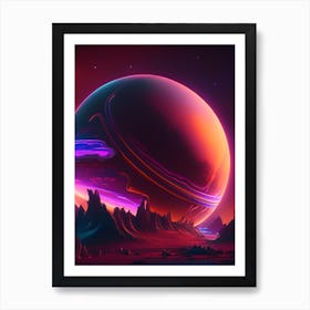 Venus Planet Neon Nights Space Art Print