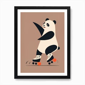 Panda Rollerskating Art Print