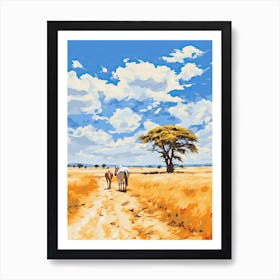 Horses Painting In Maasai Mara, Kenya 3 Art Print