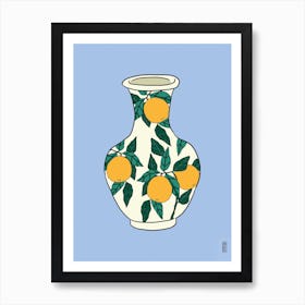 Arancia Vase Blue Art Print