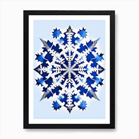 Winter Snowflake Pattern, Snowflakes, Blue & White Illustration 1 Poster