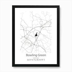 Bowling Green,United States Minimalist Map Art Print