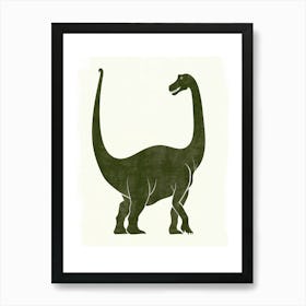 Olive Green Dinosaur Silhouette 3 Art Print