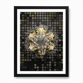 Vintage Narcissus Gouani Flower Wreath on Dot Bokeh Pattern n.0641 Art Print