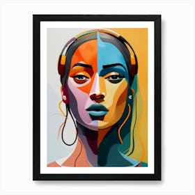 Woman With Headphones 42 Art Print