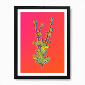 Neon Spanish Lavender Botanical in Hot Pink and Electric Blue n.0025 Art Print