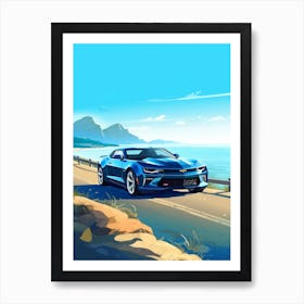 A Chevrolet Camaro In Causeway Coastal Route Illustration 2 Art Print