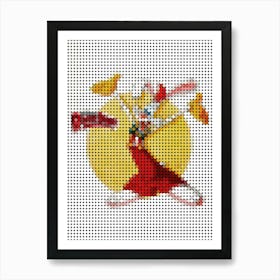 Roger Rabbit In A Pixel Dots Art Style Art Print