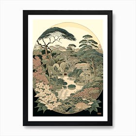 Rikugien Gardens 1, Japan Vintage Botanical Art Print