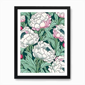 Mass Plantings Of Peonies 3 Colourful Drawing Art Print