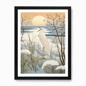 Winter Bird Painting Stork 3 Art Print